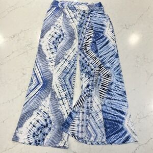 Clara SunWoo 1X Kick Front High Slit Wrinkle Free Pant Blue White Resort Travel‎